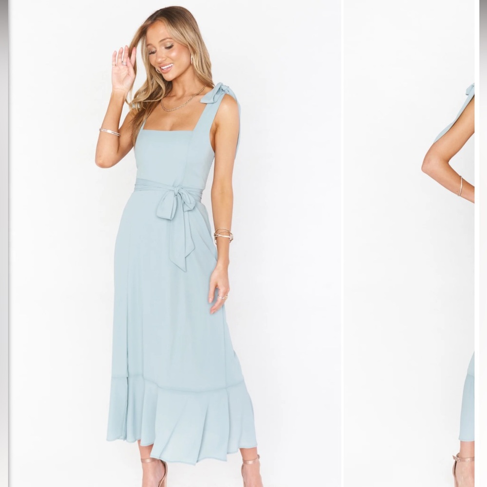 Show Me Your Mumu Clair Midi Dress in Silver Sage Crisp Size XS